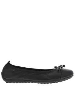 Ballerines noires en simili-cuir à semelle respirante et tige élastiquée