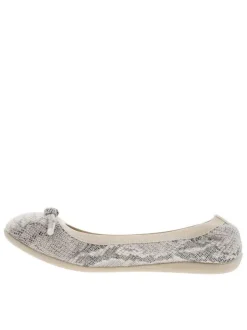 Ballerines beiges avec un imprimé serpent et une bande élastiquée