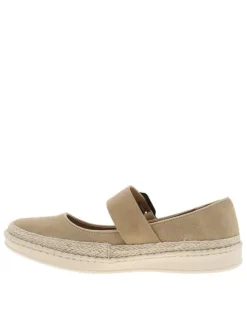 Ballerines décolleté simple camel à talon plat avec une boucle à ardillon