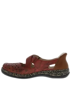 Ballerines emboîtant en cuir bordeaux à talon plat et à slip-on