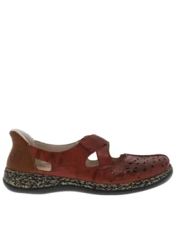 Ballerines emboîtant en cuir bordeaux à talon plat et à slip-on