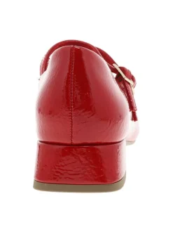 Ballerines emboîtant rouges à talon décroché bas avec boucles à ardillon