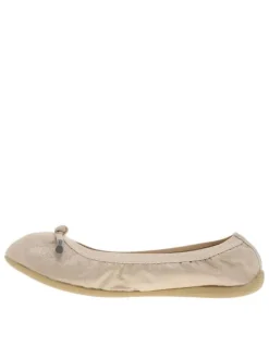 Ballerines élastiquées en simili cuir doré uni à semelle antidérapante plate