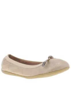 Ballerines élastiquées en simili cuir doré uni à semelle antidérapante plate