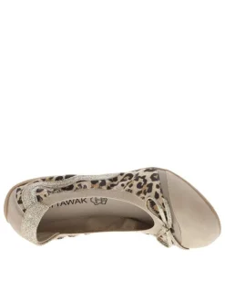 Ballerines élastiquées en simili cuir léopard à semelle antidérapante plate