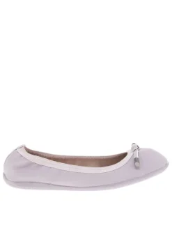 Ballerines élastiquées en simili cuir parme uni à semelle antidérapante plate