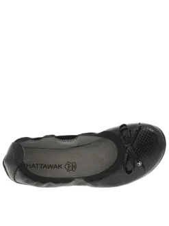 Ballerines élastiquées en simili cuir serpent noir à semelle antidérapante plate