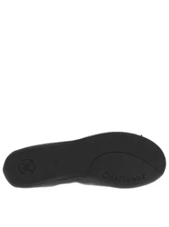Ballerines élastiquées en simili cuir serpent noir à semelle antidérapante plate