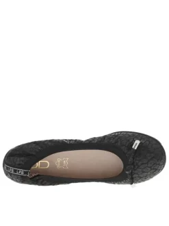 Ballerines noires avec un imprimé léopard et une bande élastiquée