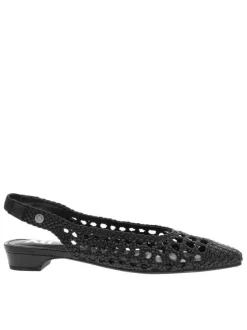 Ballerines noires avec un talon décroché bas et arrière ouvert