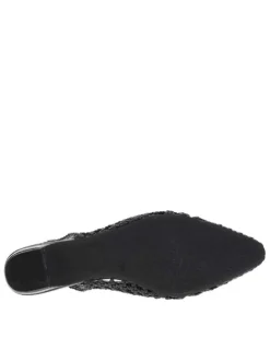 Ballerines noires avec un talon décroché bas et arrière ouvert