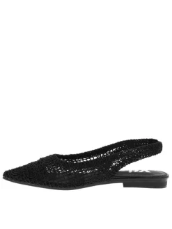 Ballerines noires avec un talon décroché bas et fermeture à slip-on