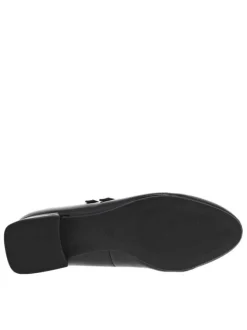 Ballerines noires vernies à talon décroché bas avec 2 boucles à ardillon