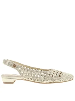 Ballerines or avec un talon décroché bas et l'arrière ouvert