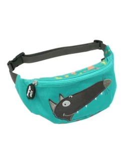 Banane Loup verte en polyester avec une fermeture zippée et un clip d'attache