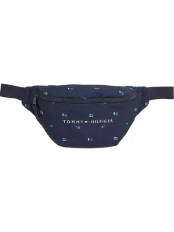 Banane marine à imprimé logo all-over, fermeture zippée et ajustable