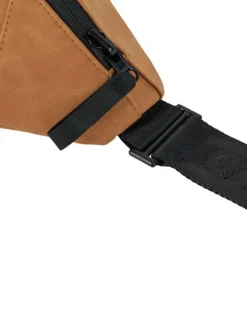 Banane camel unie réversible à imprimé végétal bleu et patch de la marque
