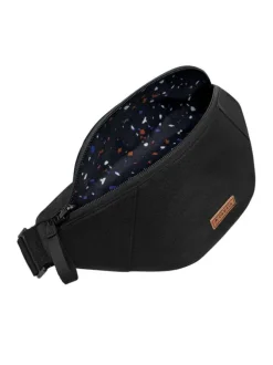 Banane noire unie reversible à bandoulière ajustable et fermeture zippée