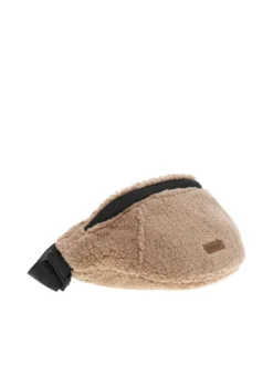 Banane réversible beige en peluche avec une bandoulière large réglable