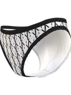 Bas de maillot de bain blanc à monogramme noir all-over
