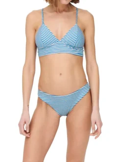 Bas de maillot de bain bleu ciel avec des motifs rayures blanches