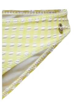 Bas de maillot de bain jaune pâle à imprimé vichy