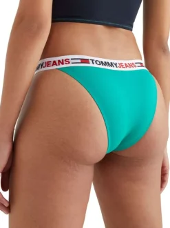 Bas de maillot de bain multicolore avec logo autour de la bande élastiquée
