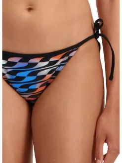 Bas de maillot de bain multicolore fantaisie avec un imprimé graphique rouge, rose et bleu
