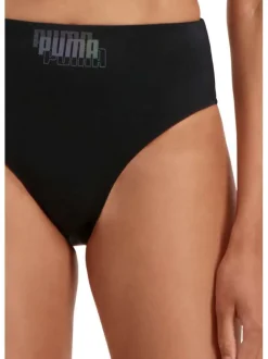 Bas de maillot de bain noir fantaisie avec le nom de la marque triplé floqué à l'avant