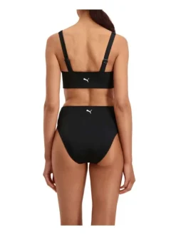 Bas de maillot de bain noir fantaisie avec le nom de la marque triplé floqué à l'avant