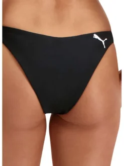 Bas de maillot de bain noir fantaisie échancré en forme de V à l'avant