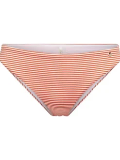 Bas de maillot de bain rouge avec des motifs rayures blanches