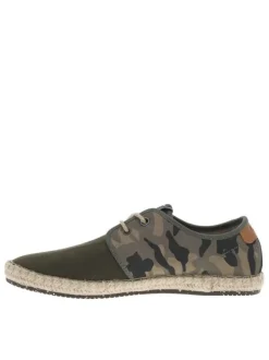 Basket en cuir suède kaki, doublure biologique, semelle cordée et lacet tressé