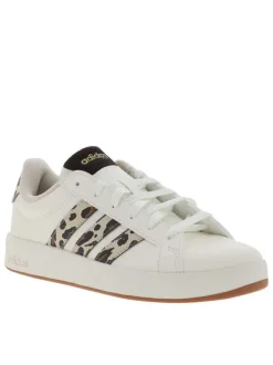 Baskets avec imprimé léopard à talon plat avec des lacets blancs