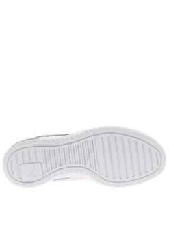 Baskets basses blanches avec bandes logotypées sur les côtés et lacets plats