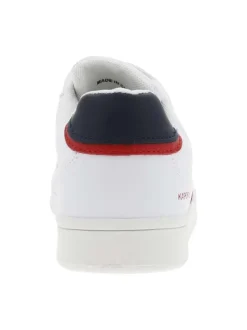 Baskets basses blanches style tennis avec empiècements rouges et marine