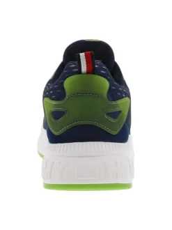 Baskets basses bleues avec microperforations sur la tige et l'empeigne