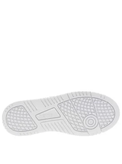 Baskets basses en cuir blanc à semelle vulcanisée et à lacets et zip latéral