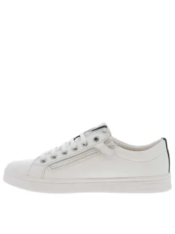 Baskets basses fille en cuir DJROCK FILLE blanc et argent