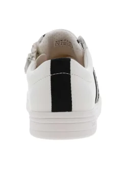 Baskets basses fille en cuir DJROCK FILLE blanc et argent