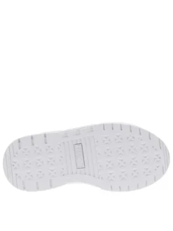 Baskets basses monochrome en cuir grainé blanc à semelle plateforme
