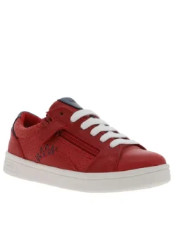 Baskets basses rouges pour garçon en cuir DJROCK GARÇON