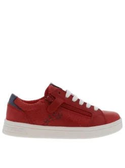 Baskets basses rouges pour garçon en cuir DJROCK GARÇON