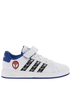 Baskets basses tennis blanches avec lacets plats et une bande auto-agrippante