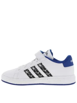 Baskets basses tennis blanches avec lacets plats et une bande auto-agrippante