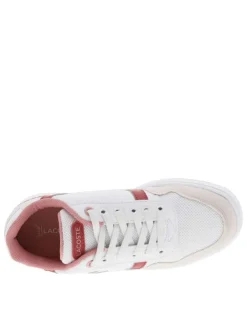 Baskets basses tennis blanches avec crocodile floqué et lacets plats