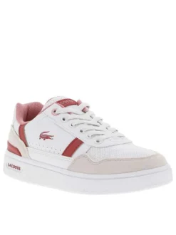Baskets basses tennis blanches avec crocodile floqué et lacets plats