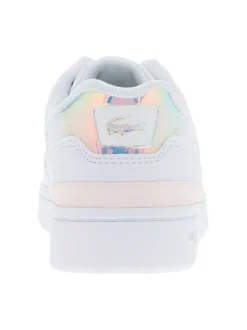 Baskets basses tennis en cuir blanches avec détails irisés et lacets plats