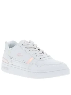 Baskets basses tennis en cuir blanches avec détails irisés et lacets plats
