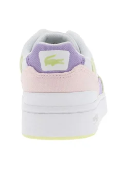 Baskets basses tennis en cuir blanches avec des tons pastels et des lacets plats